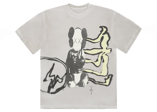 Travis Scott Cactus Jack + Kaws For Fragment Tee Vieilli Jaune 