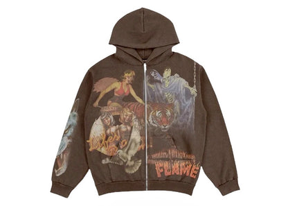 Travis Scott Utopia Circus Maximus 2023 Tour Sweat à capuche zippé Marron 