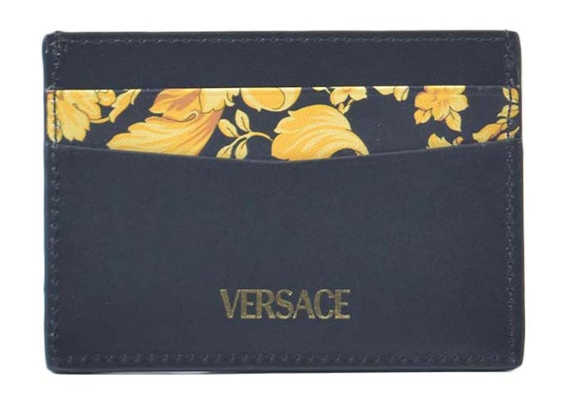Versace Barocco Print La Medusa Card Holder Black/Gold