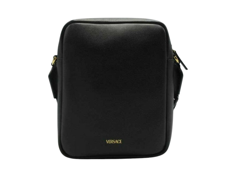 Versace Baroque Leather Print Crossbody Bag Black/Yellow