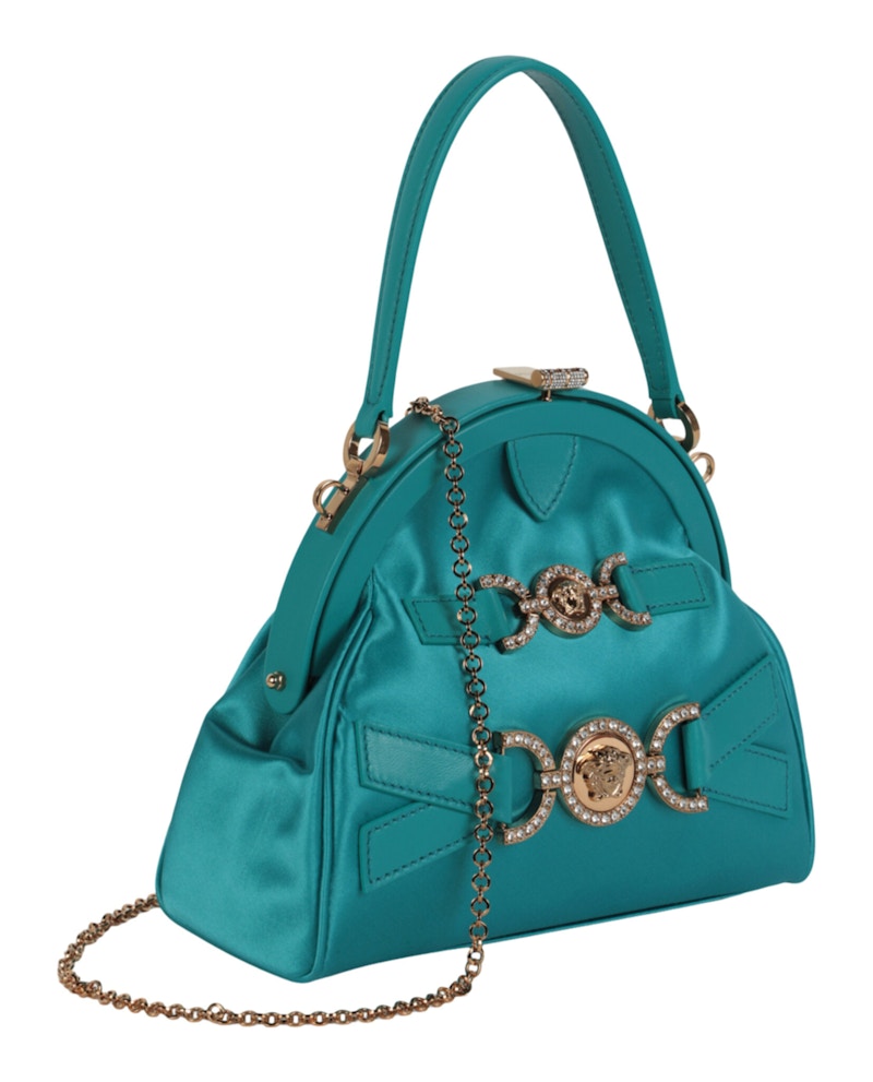 Versace Crystal Medusa '95 Satin Handbag Glacier Green