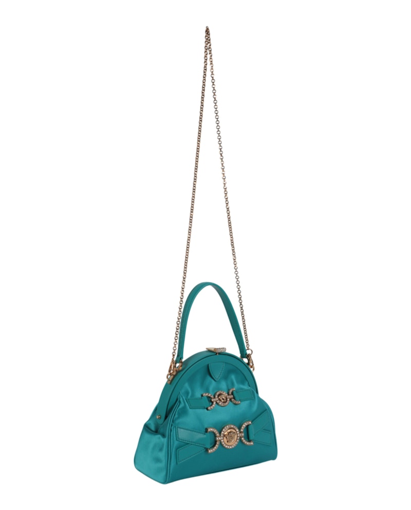 Versace Crystal Medusa '95 Satin Handbag Glacier Green
