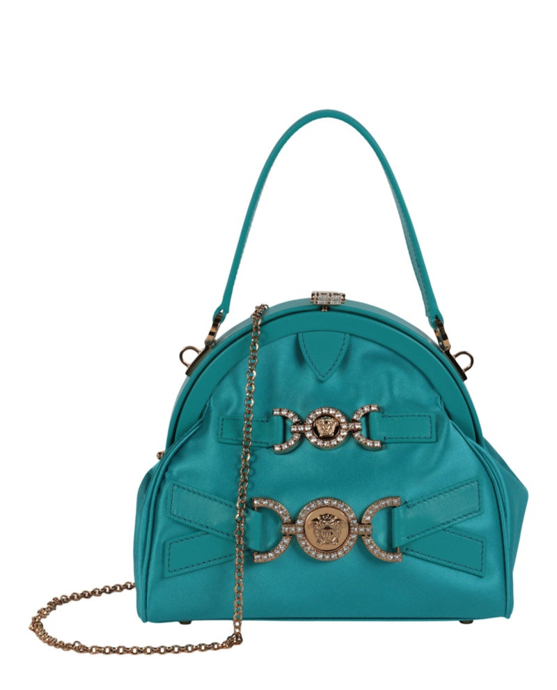 Versace Crystal Medusa '95 Satin Handbag Glacier Green