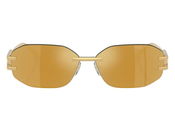 Versace Geometric Sunglasses BrownGoldBrownMirror Gold Gold