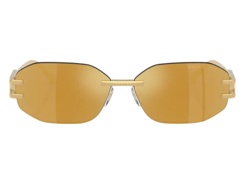 Versace Geometric Sunglasses BrownGoldBrownMirror Gold Gold
