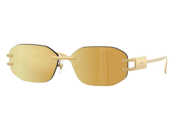 Versace Geometric Sunglasses BrownGoldBrownMirror Gold Gold