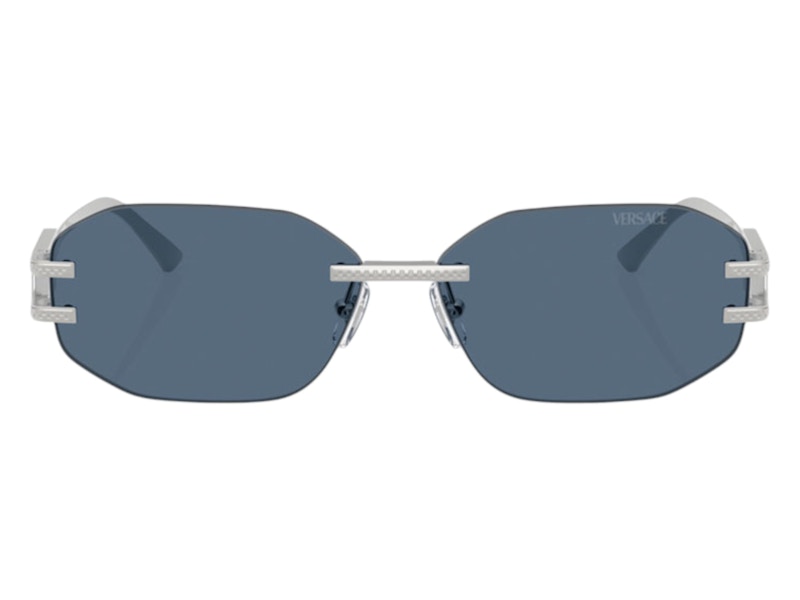 Versace Geometric Sunglasses Deep Blue Silver