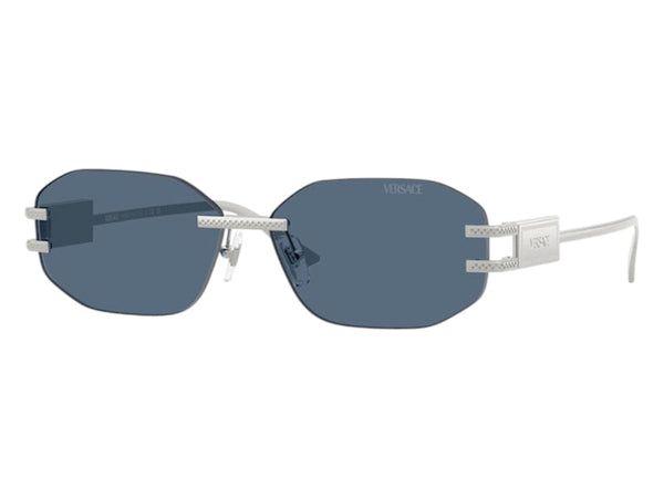 Versace Geometric Sunglasses Deep Blue Silver