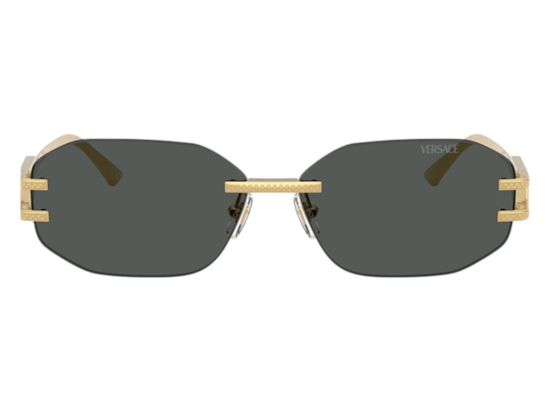 Versace Geometric Sunglasses Gray Gold