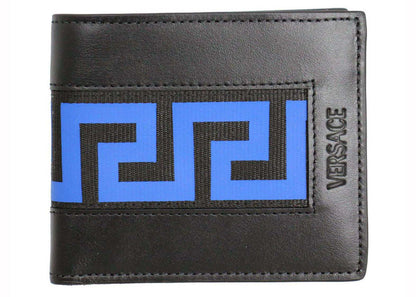 Portefeuille à deux volets Versace Greca Noir/Bleu 