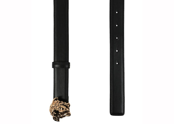 Versace La Medusa Buckle Leather Belt Black/Gold