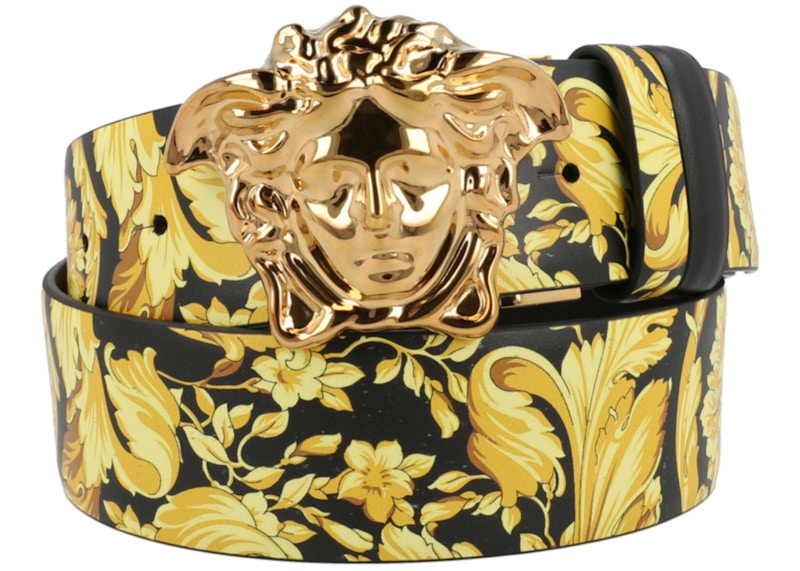 Versace La Medusa Reversible Leather Belt Gold-tone Black