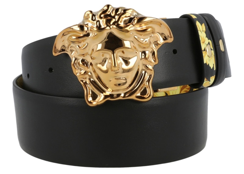 Versace La Medusa Reversible Leather Belt Gold-tone Black