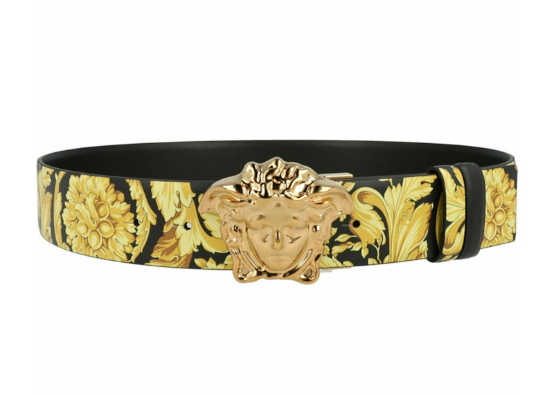 Versace La Medusa Reversible Leather Belt Gold-tone Black