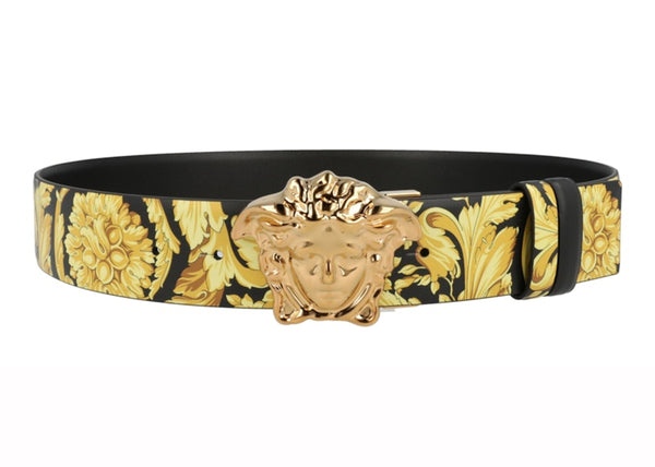 Versace La Medusa Reversible Leather Belt Gold-tone Black