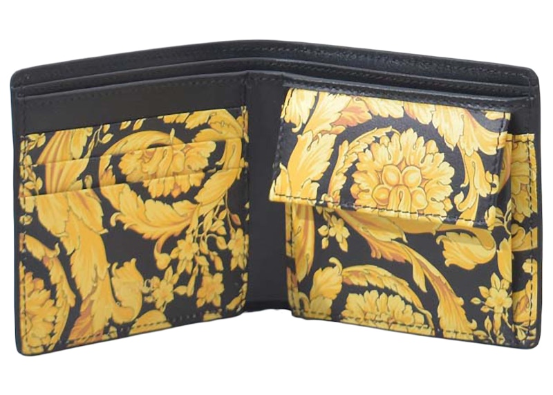 Versace Medusa Logo Barocco Print Bi-Fold Wallet Black/Glod