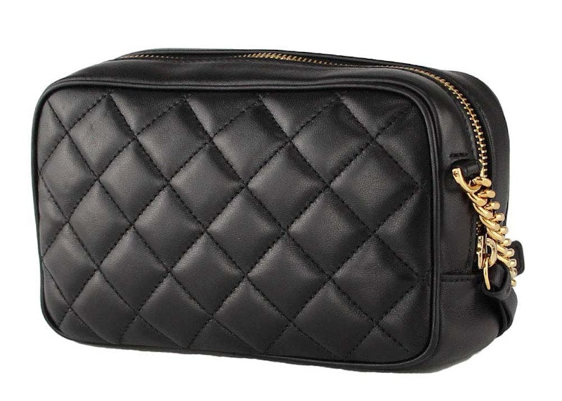 Versace Quilted Leather Small Camera Bag Black