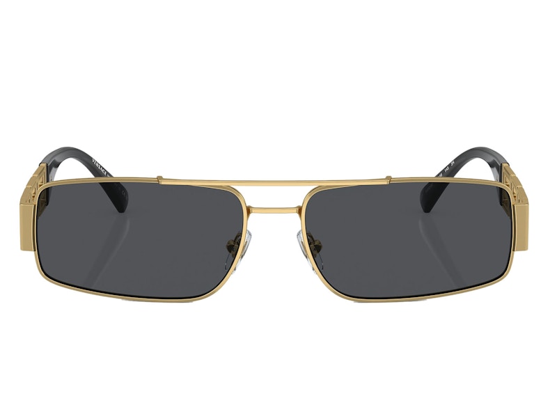 Versace Rectangle Logo Runway Sunglasses Gold