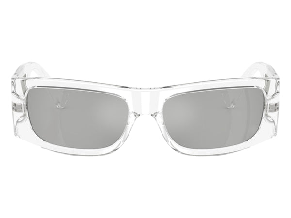 Versace Rectangle Sunglasses Mirror SilverSilverSilverTransparent Transparent