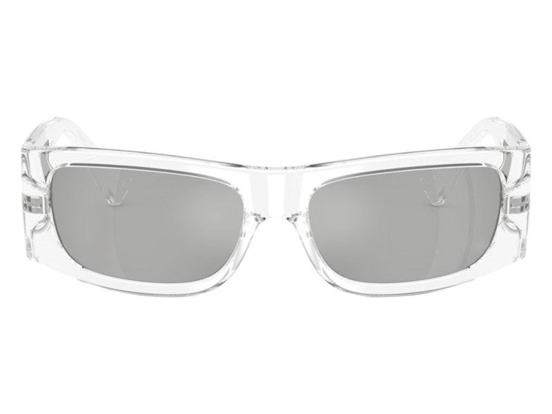 Versace Rectangle Sunglasses Mirror SilverSilverSilverTransparent Transparent