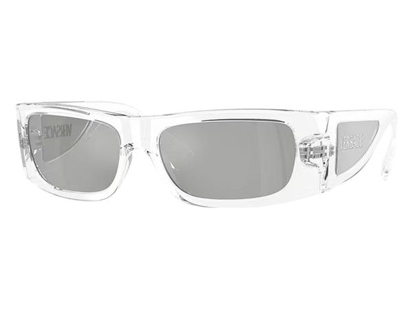 Versace Rectangle Sunglasses Mirror SilverSilverSilverTransparent Transparent