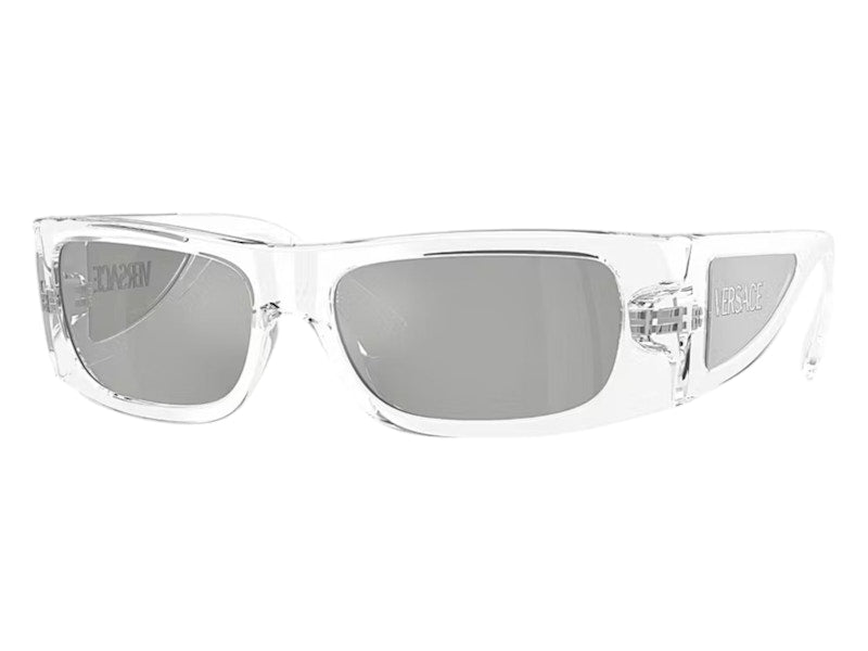 Versace Rectangle Sunglasses Mirror SilverSilverSilverTransparent Transparent