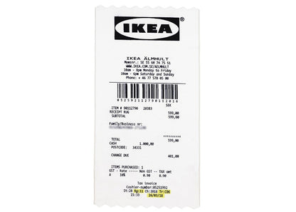 Virgil Abloh x IKEA MARKERAD "RECEIPT" Rug 201x89 CM White/Black