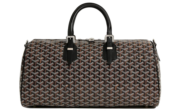 Goyard Boston Canvas With Leather Portable Crossbody Travel Bag Medium Size Unisex Black