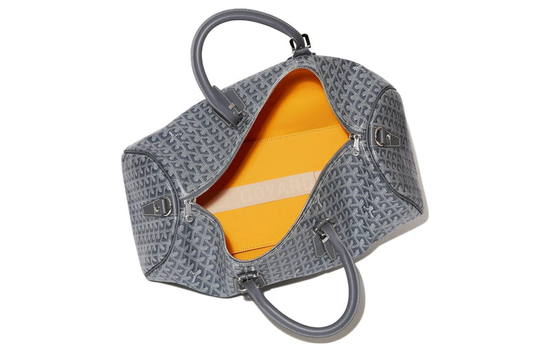 GOYARD Boston Canvas With Leather Portable Crossbody Bag, Travel Bag Medium Size Unisex Gray