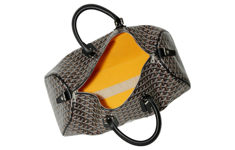 Goyard Boston Canvas With Leather Portable Crossbody Travel Bag Medium Size Unisex Black