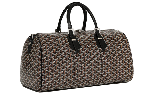 Goyard Boston Canvas With Leather Portable Crossbody Travel Bag Medium Size Unisex Black