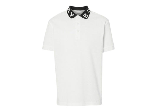 Polo Burberry Ryland avec logo sur le col Blanc/Noir 