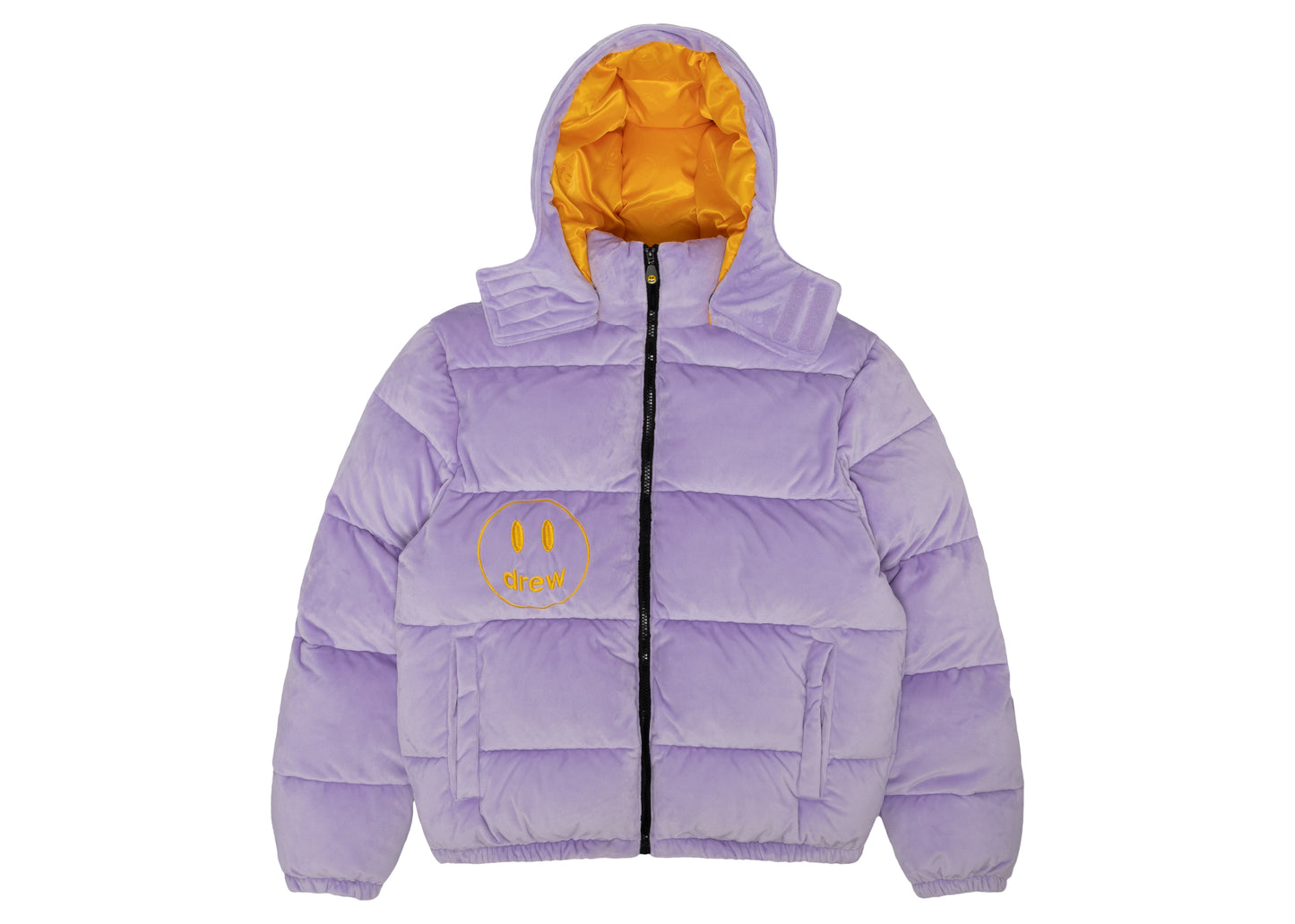 Drew house plush hooded puffer jacket lavender