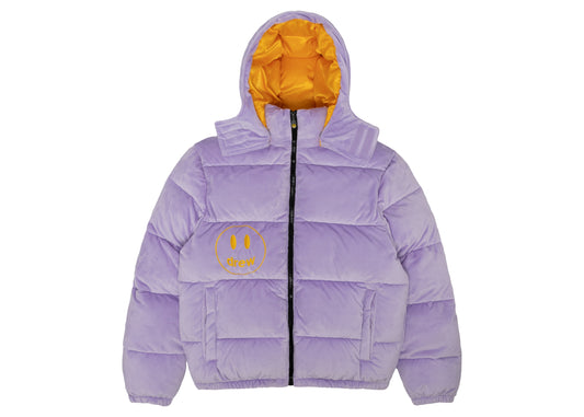 Drew house plush hooded puffer jacket lavender