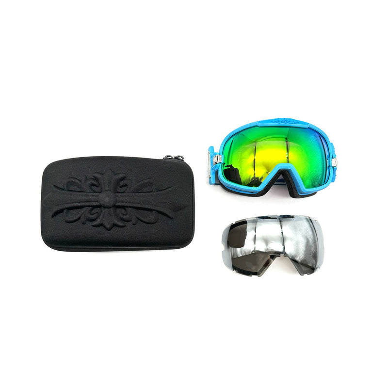 Chrome Hearts SILVER MORNING Blue Ski Cross Goggles