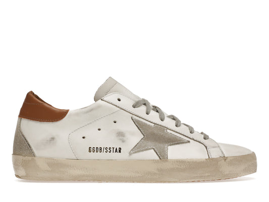 Golden Goose Super-Star White Vacchetta Tan Gray Suede Patch 