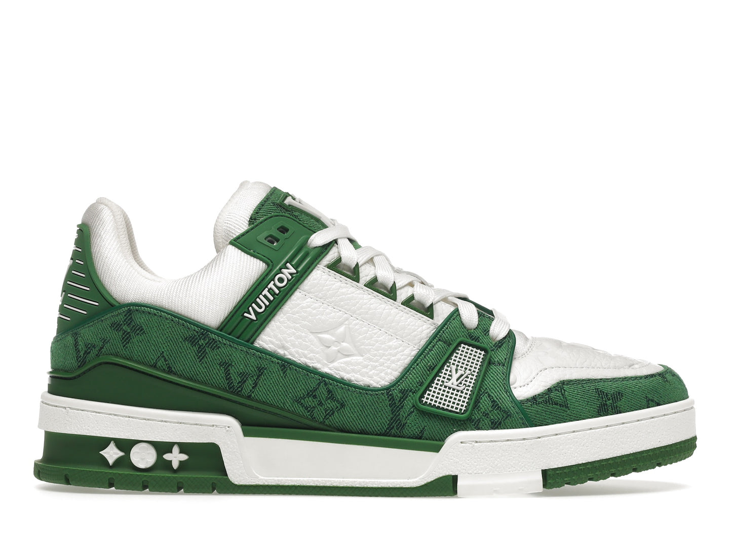 Louis Vuitton Trainer Green Monogram Denim White 