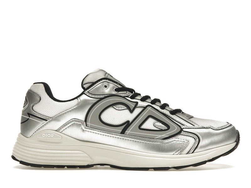Dior B30 White Mesh Silver-Tone Metallic Calfskin