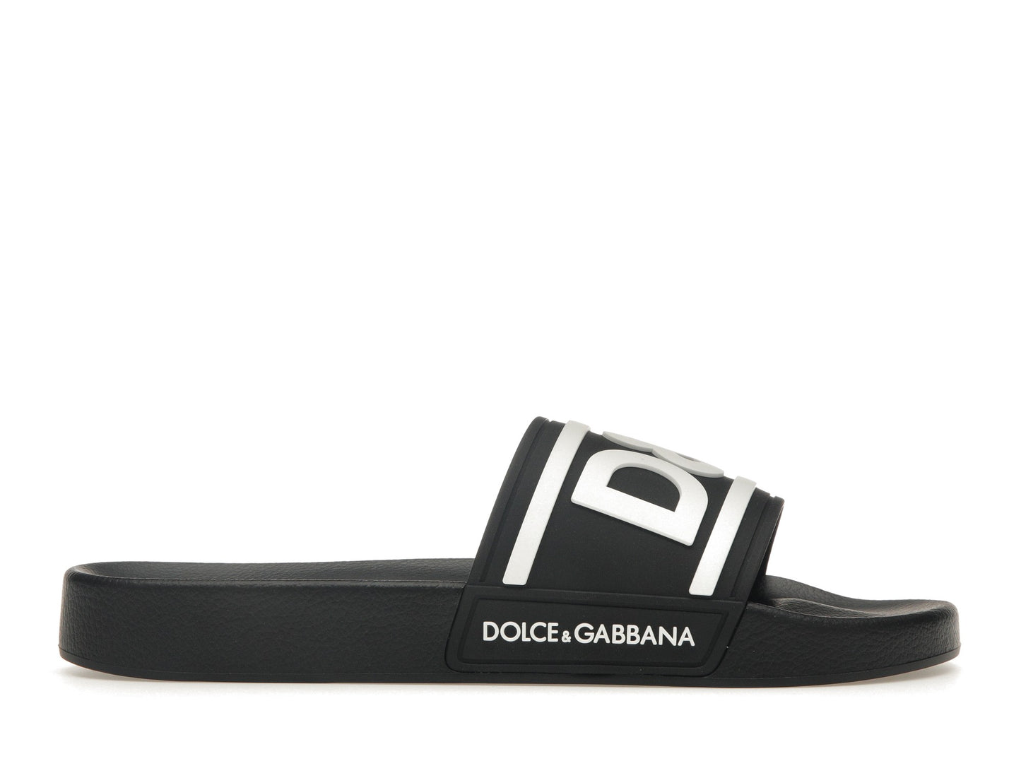 Dolce & Gabbana Beachwear Sliders DG Logo Black White