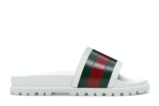 Sandale à glissière Gucci Web Blanc