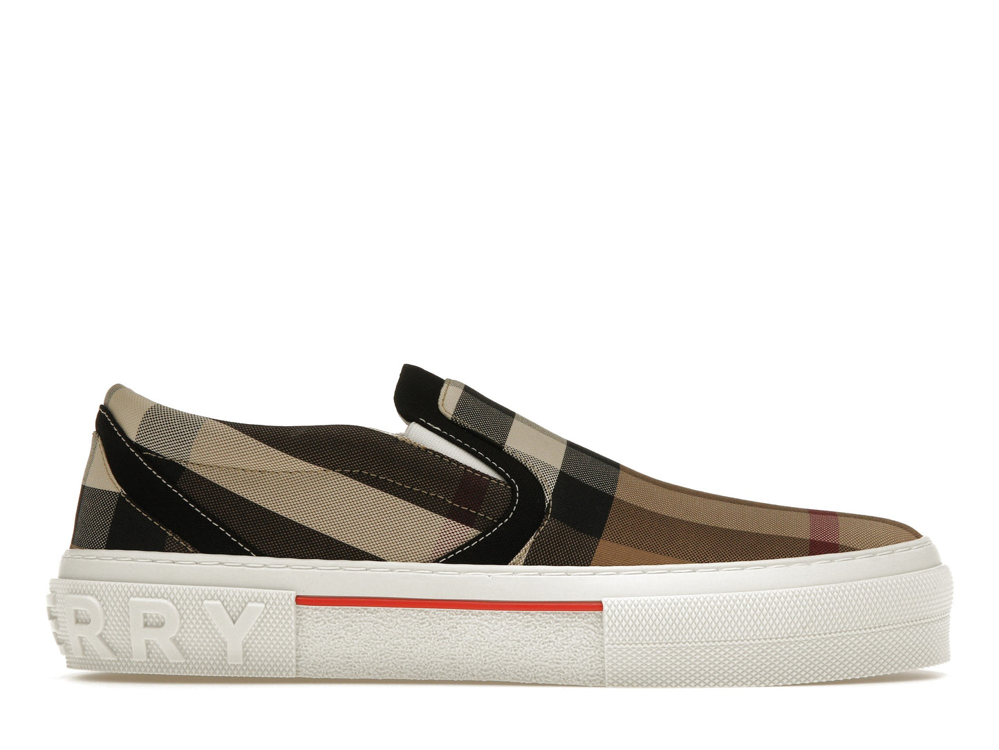 Burberry Slip On Sneakers Exaggerated Check Birch Brown White 