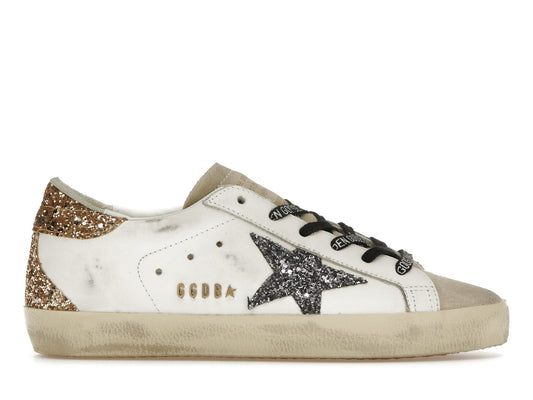 Golden Goose Super-Star White Silver Gold Glitter (Women's) 