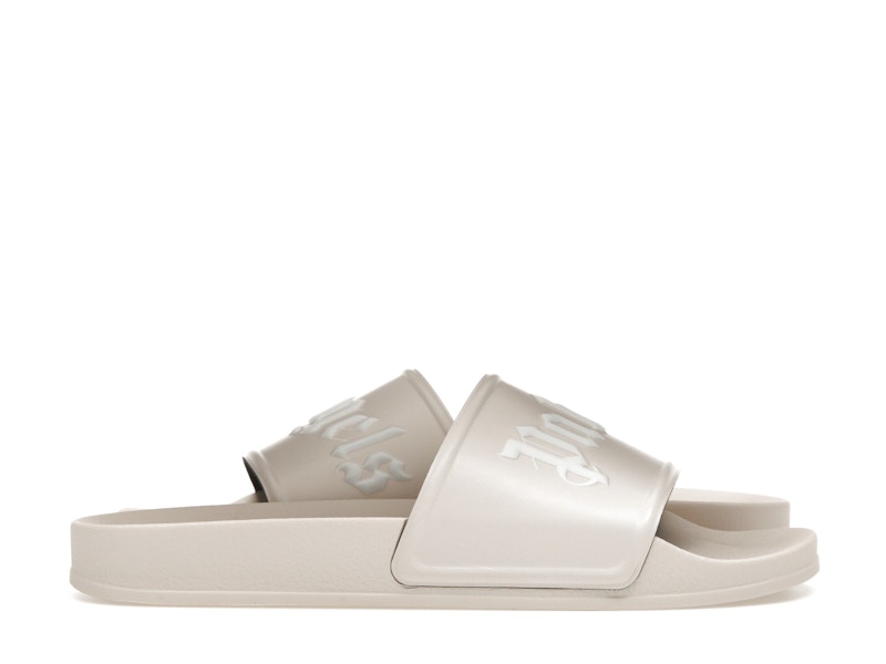 Palm Angels Logo Slide Beige White