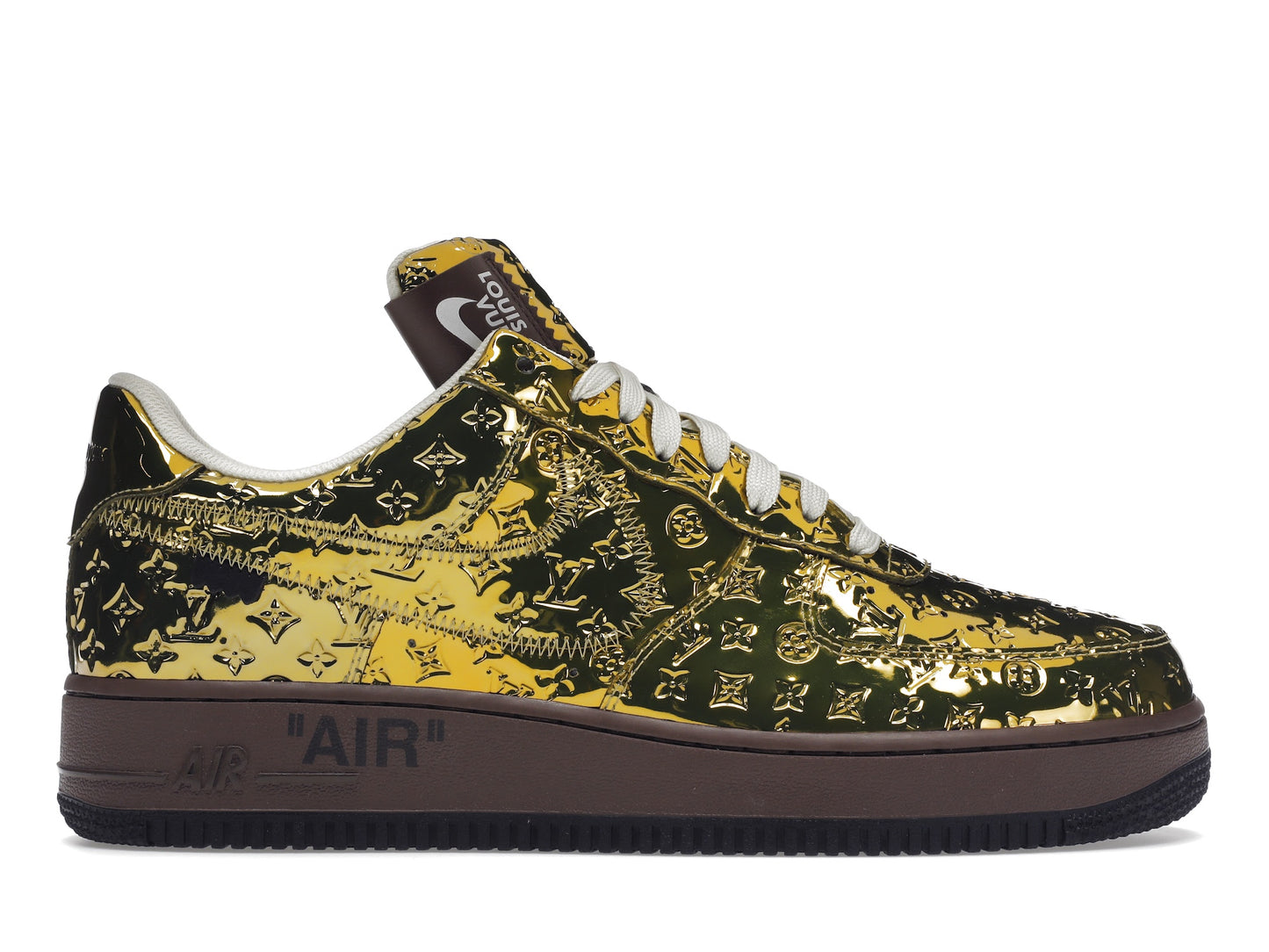 Louis Vuitton Nike Air Force 1 Low Par Virgil Abloh Or Métallisé