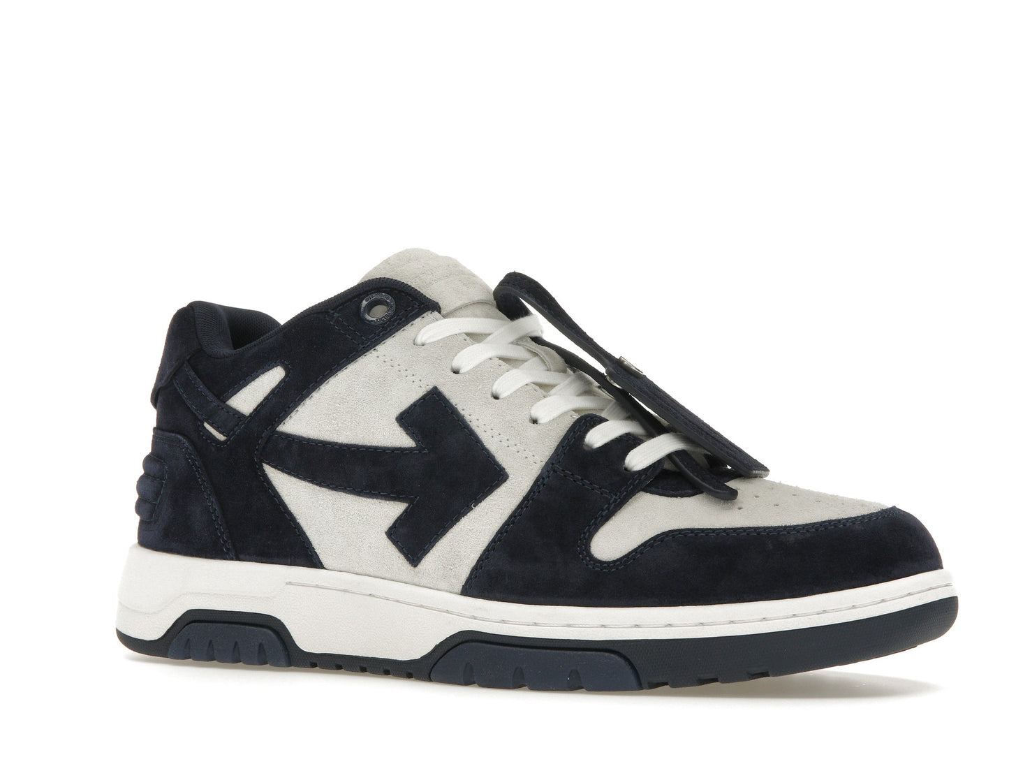 OFF-WHITE Out Of Office OOO Low Tops Navy Blue Suede