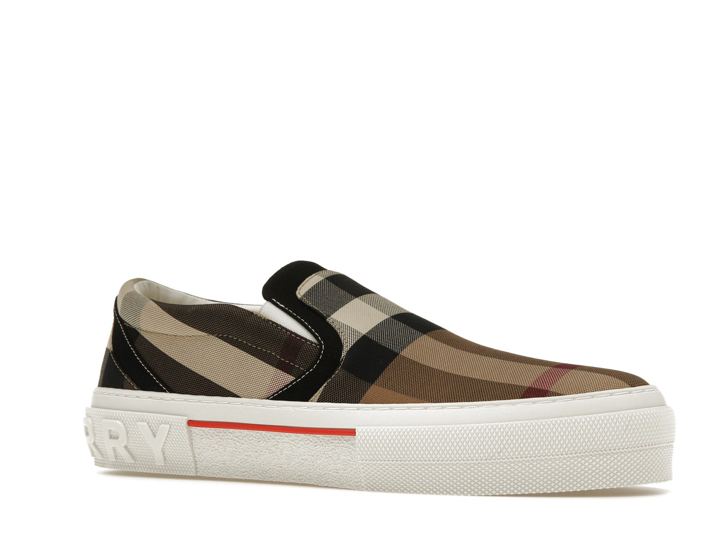 Burberry Slip On Sneakers Exaggerated Check Birch Brown White