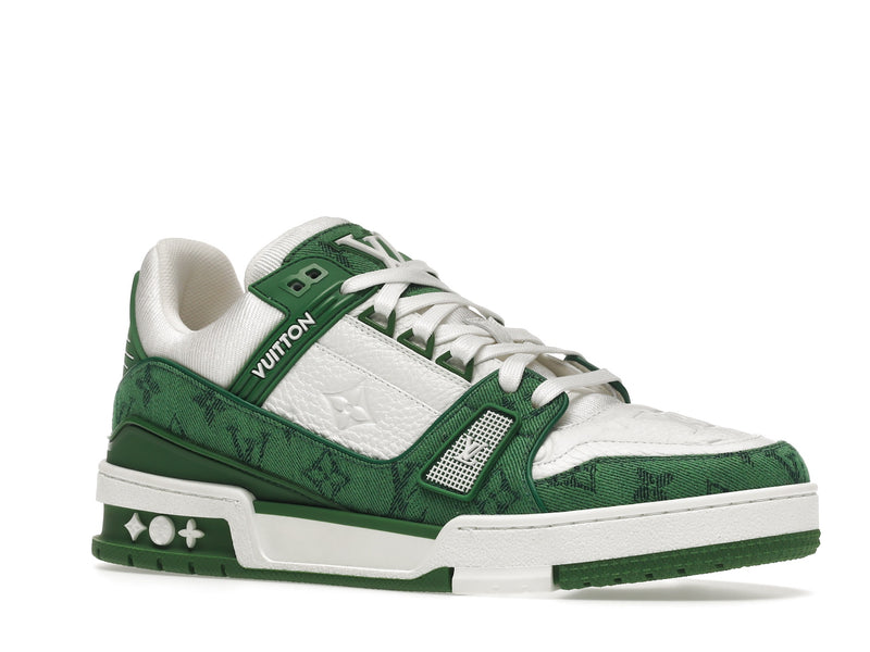 Louis Vuitton Trainer Green Monogram Denim White