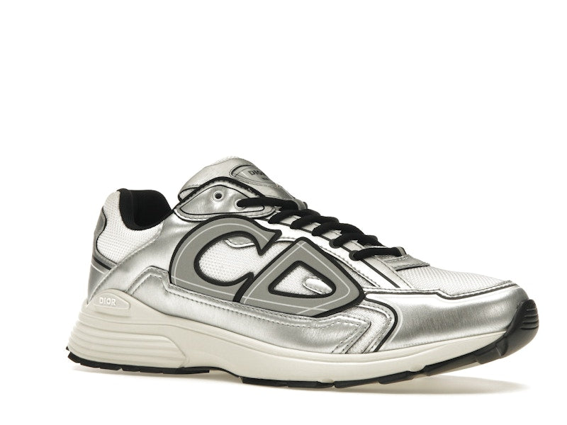 Dior B30 White Mesh Silver-Tone Metallic Calfskin