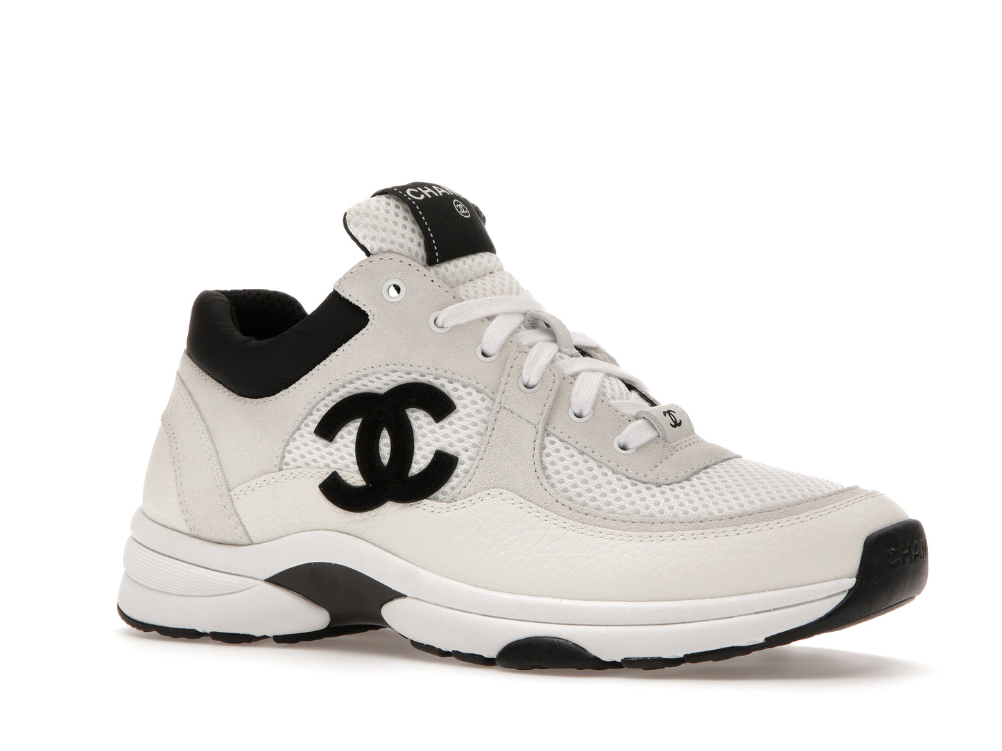 Chanel Low Top Trainer Suede White Black 