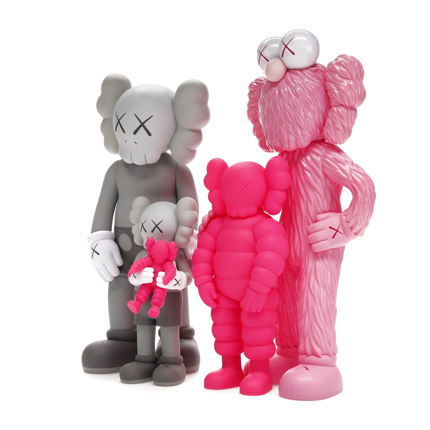 Figurines en vinyle de la famille KAWS Gris/Rose